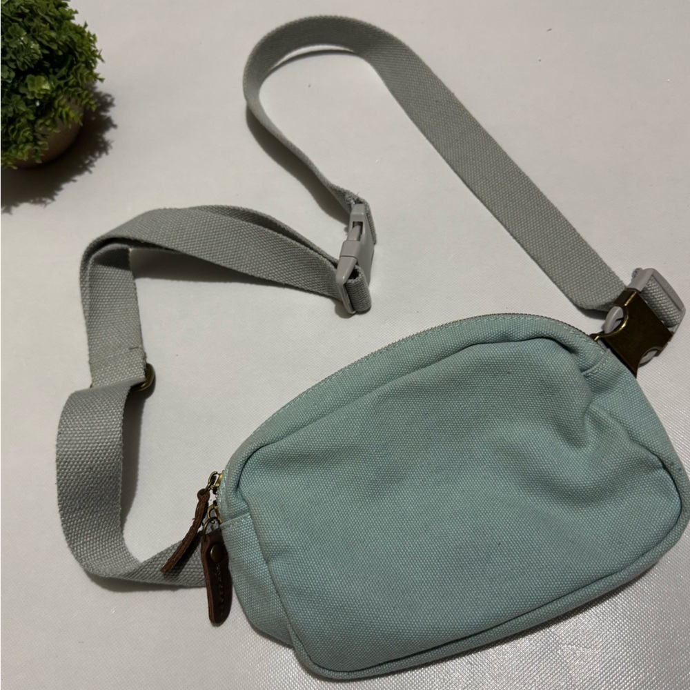 SMRITI Teal Canvas Zipper Belt Bag Fanny Pack Purse